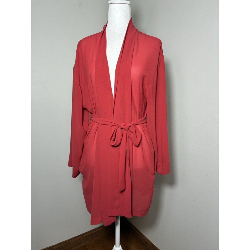 Vintage Victoria's Secret 2000 Red Robe Y2K Pockets With Tie